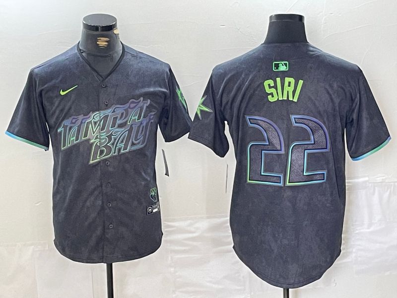 Men Tampa Bay Rays 22 Siri Black City Edition Nike 2024 MLB Jersey style 4